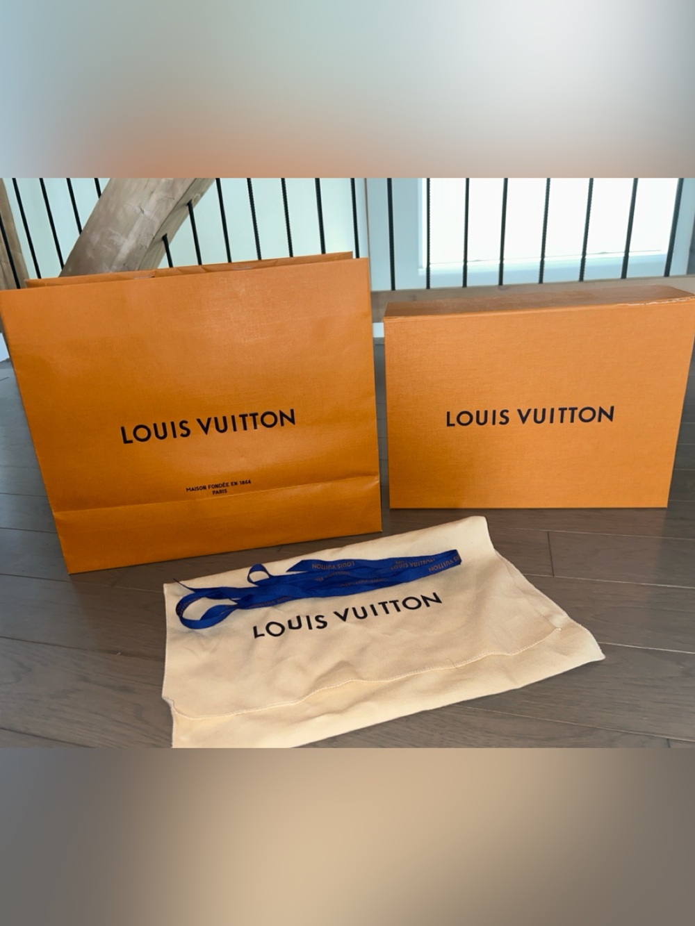 Louis Vuitton Box, Dust Bag, Ribbon and Shopping Tote Bag
